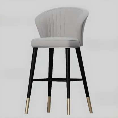 Glam Metal Curved Back Cushioned Bar Stool