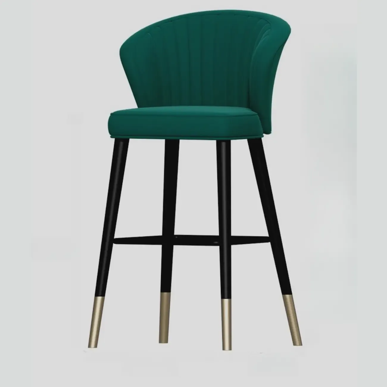 Glam Metal Curved Back Cushioned Bar Stool