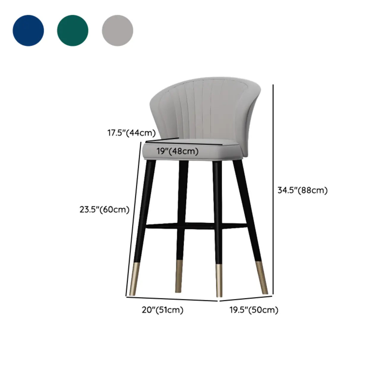Glam Metal Curved Back Cushioned Bar Stool | homeyfad