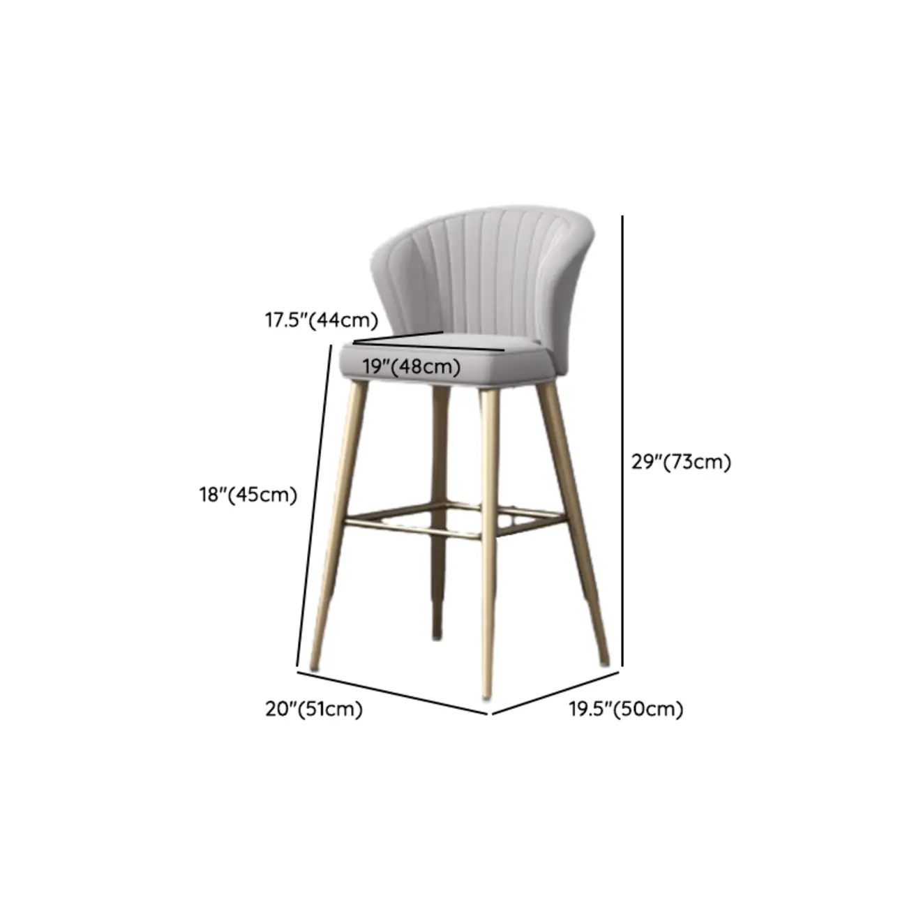Glam Metal Curved Back Cushioned Bar Stool | homeyfad