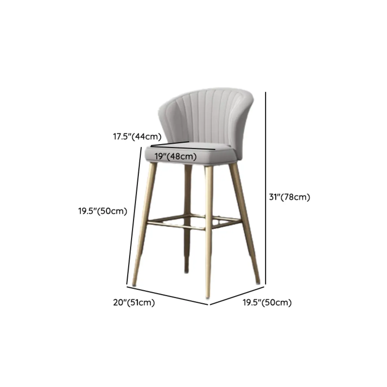 Glam Metal Curved Back Cushioned Bar Stool | homeyfad