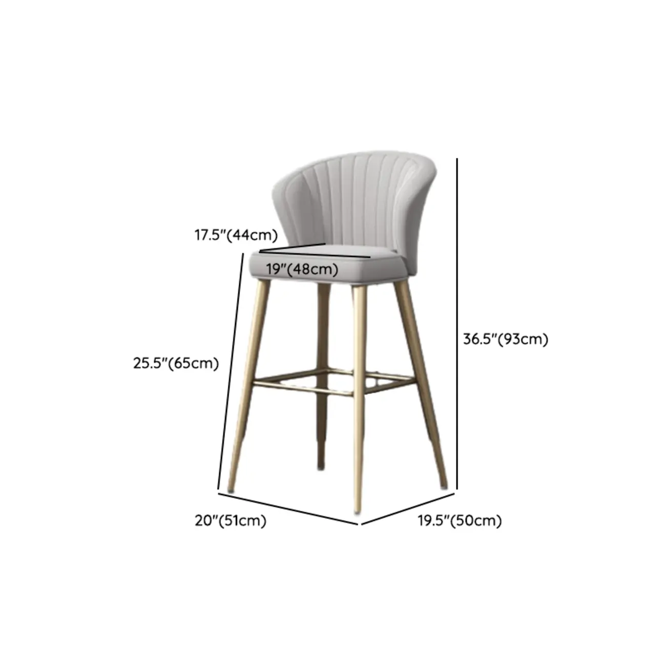 Glam Metal Curved Back Cushioned Bar Stool | homeyfad