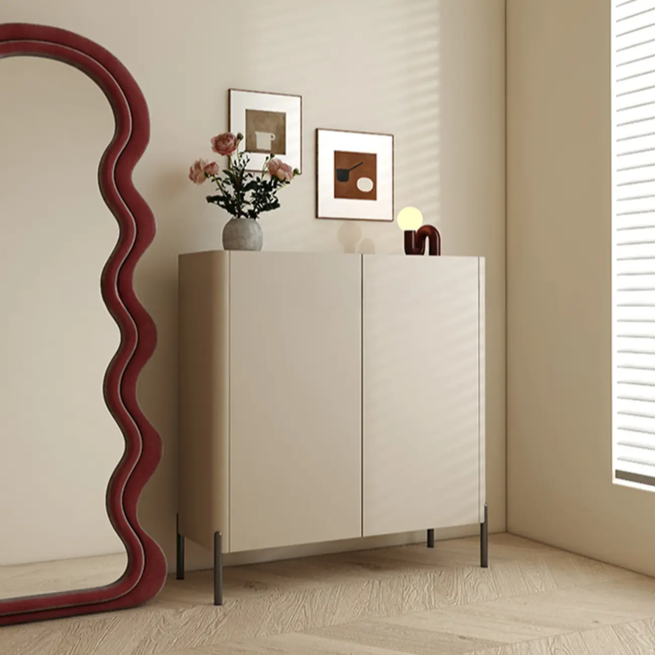 Coffee Solid Wood Shoe Cabinet with Adjustable Shelves Image - 1 | homeyfad