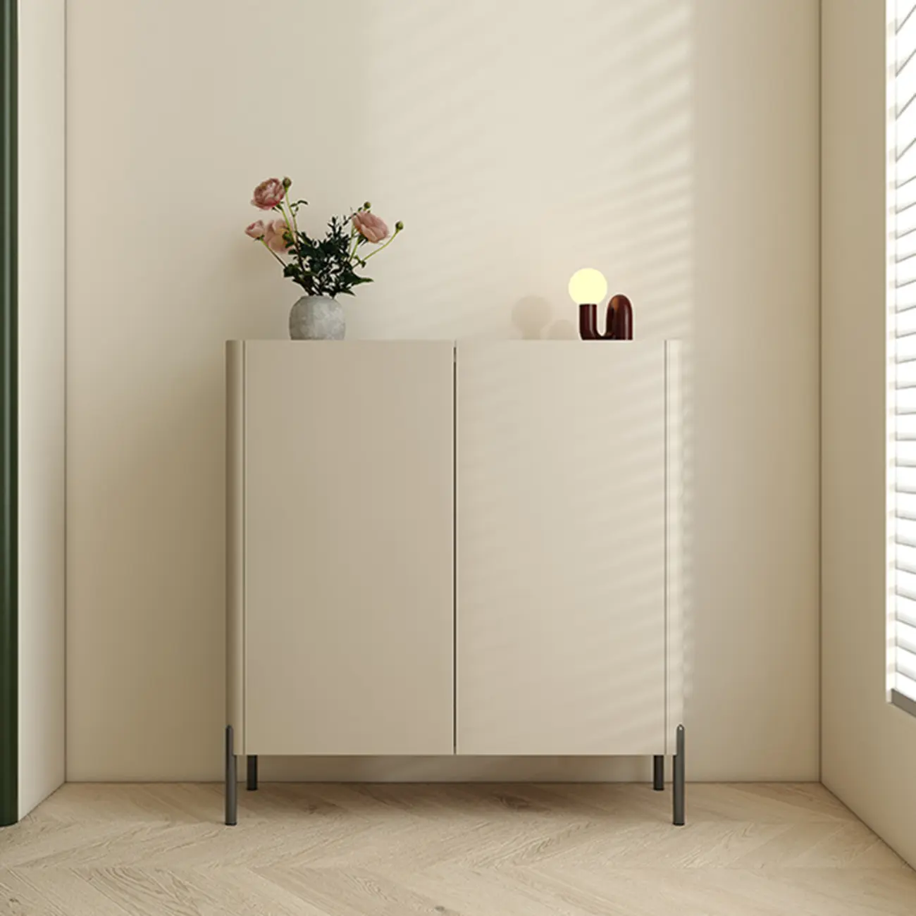 Coffee Solid Wood Shoe Cabinet with Adjustable Shelves Image - 5 | homeyfad