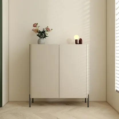 Coffee Solid Wood Shoe Cabinet with Adjustable Shelves Image - 5