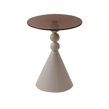 Elegant Glass Round End Table with Iron Pedestal Base Image - 4