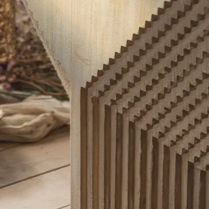 Rustic Natural Finish Wood Block Side Table for Living Room Image - 9