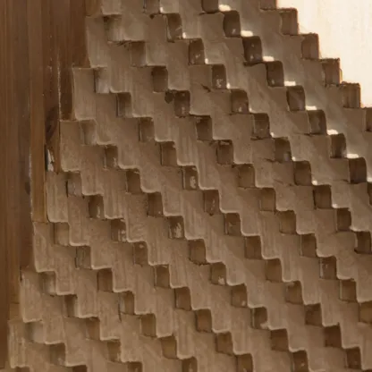 Rustic Natural Finish Wood Block Side Table for Living Room Image - 10