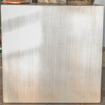 Rustic Natural Finish Wood Block Side Table for Living Room Image - 11