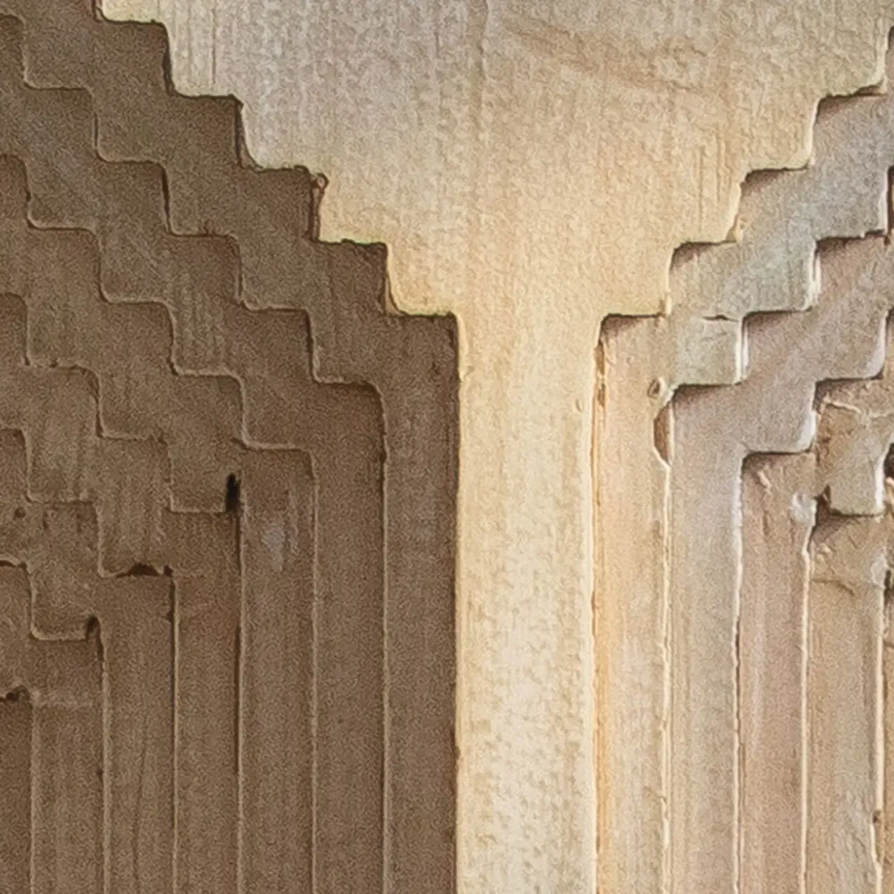 Rustic Natural Finish Wood Block Side Table for Living Room Image - 12