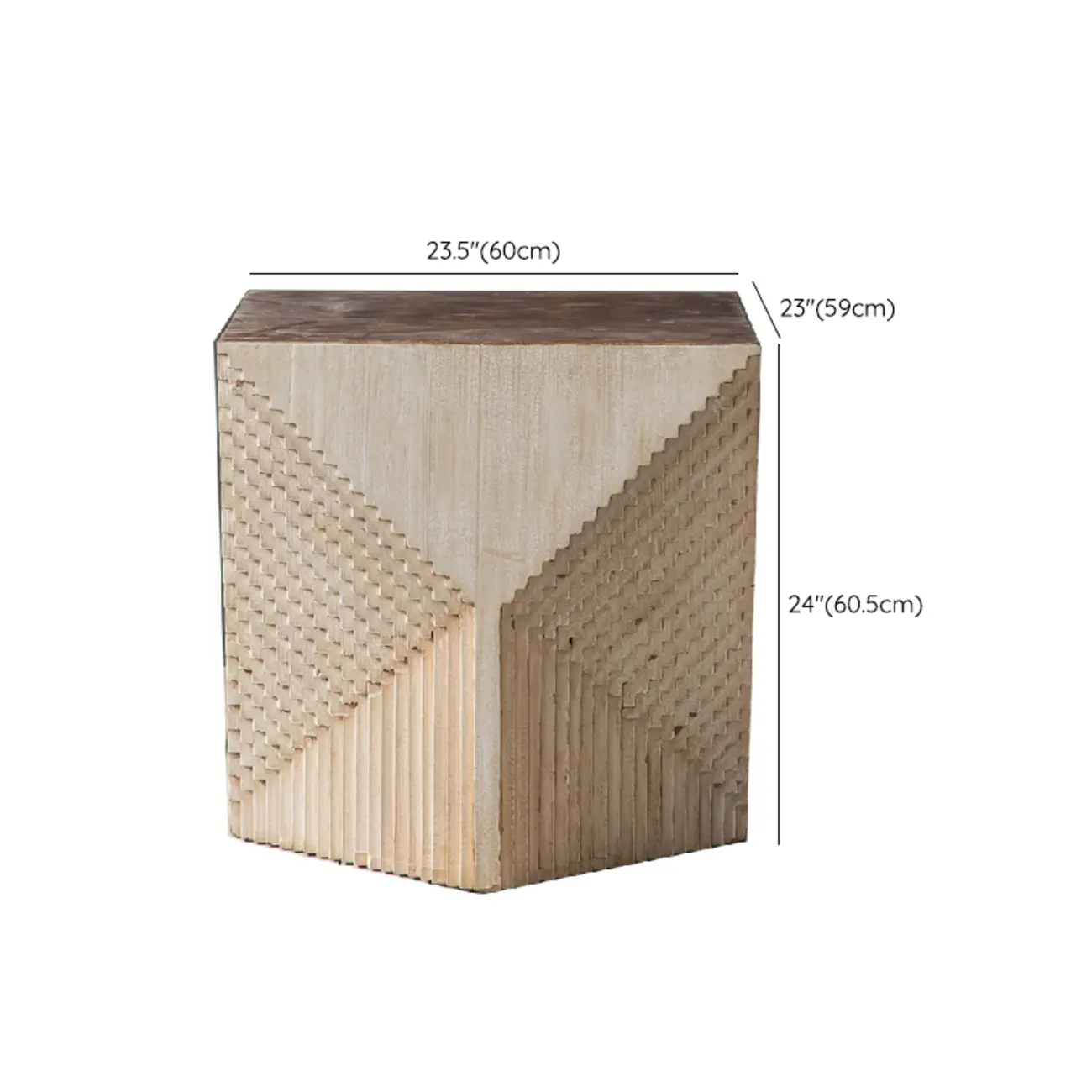 Rustic Natural Finish Wood Block Side Table for Living Room #size | homeyfad