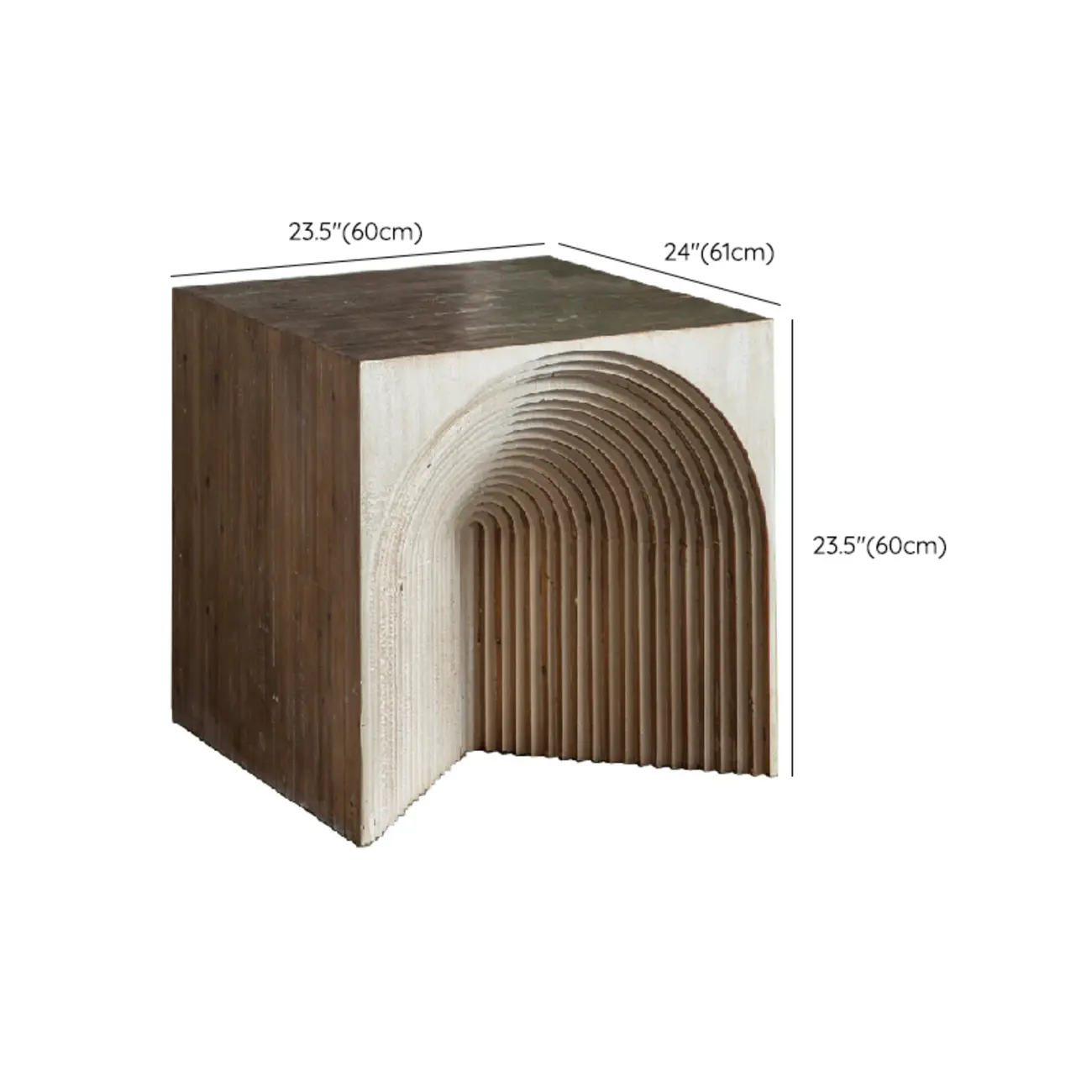 Rustic Natural Finish Wood Block Side Table for Living Room Image - 15 | homeyfad