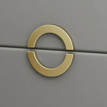 Chic Khaki Leather Gold Accents 2-Drawer Nightstand Image - 18