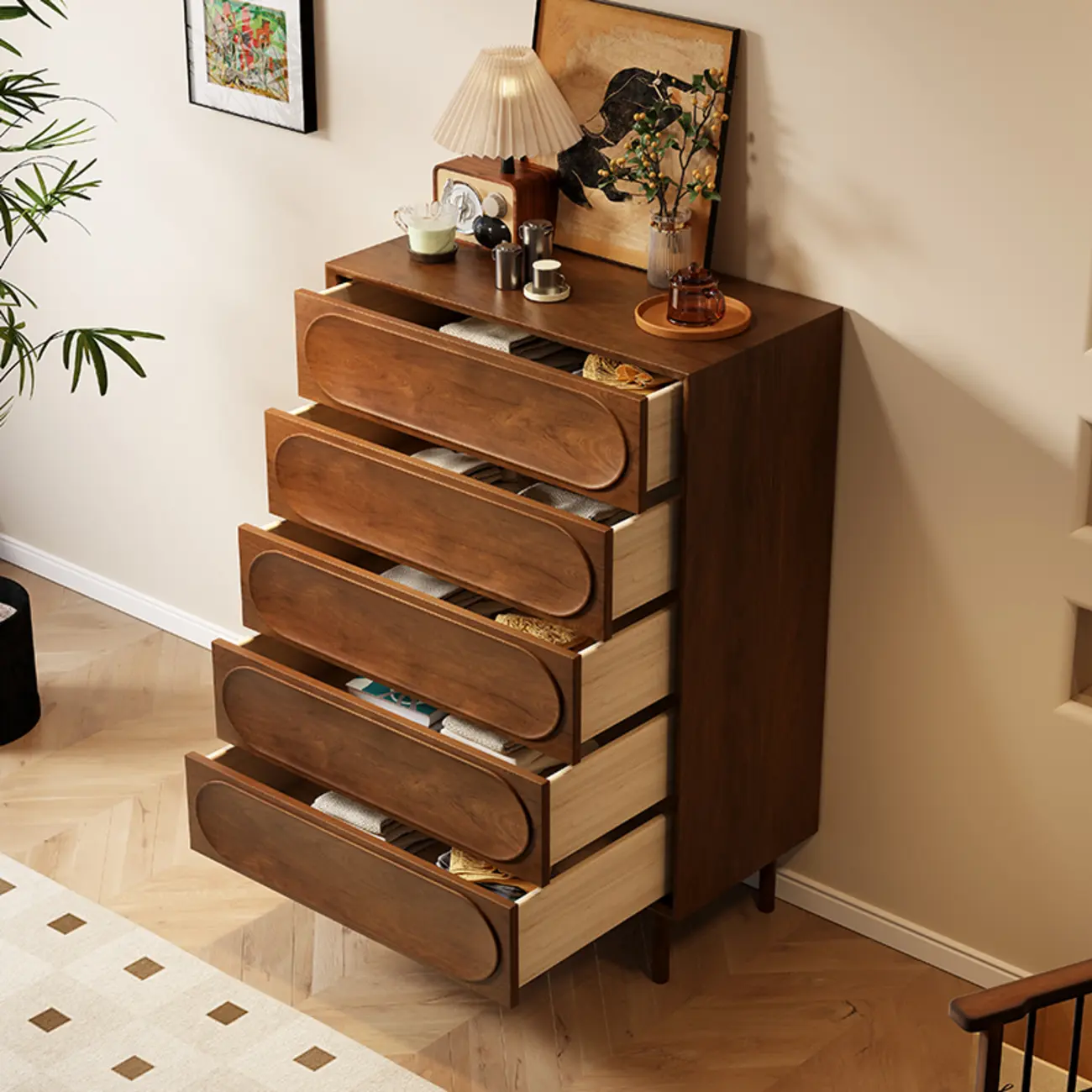 Elegant White 5-drawer Modern Wooden Lingerie Chest Image - 7 | homeyfad