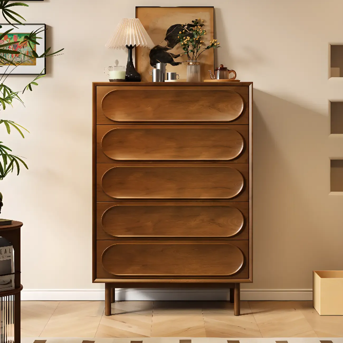 Elegant White 5-drawer Modern Wooden Lingerie Chest Image - 2