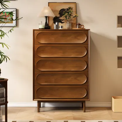 Elegant White 5-drawer Modern Wooden Lingerie Chest Image - 2