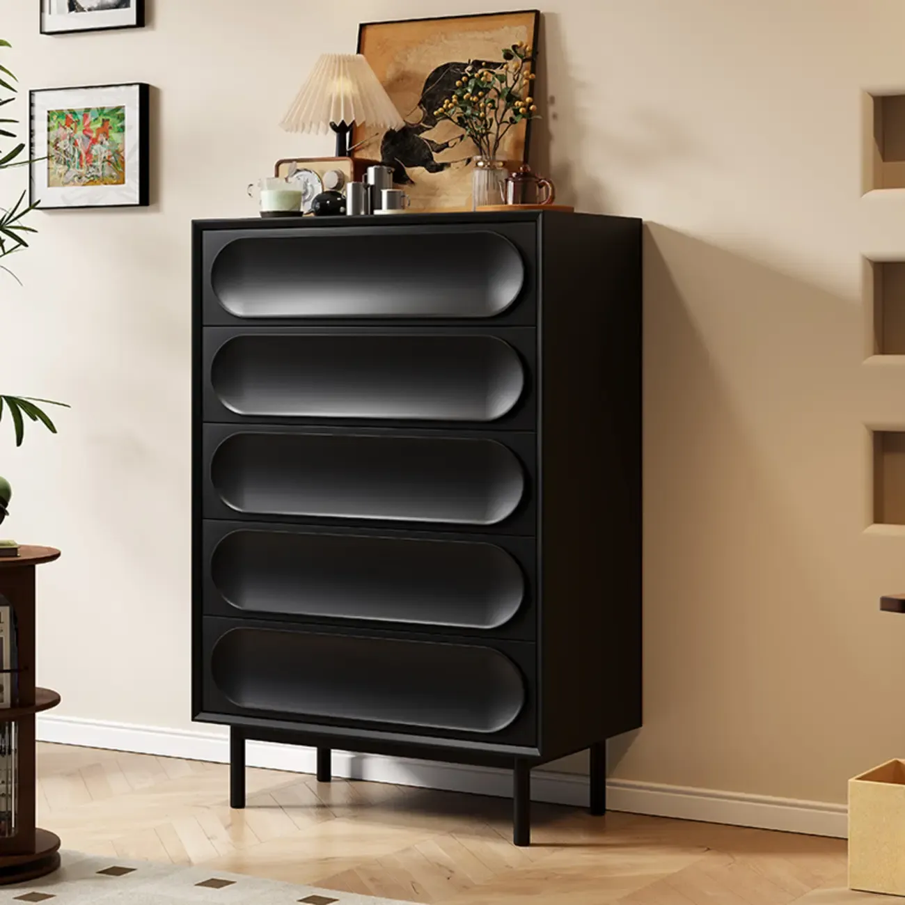 Elegant White 5-drawer Modern Wooden Lingerie Chest Image - 3