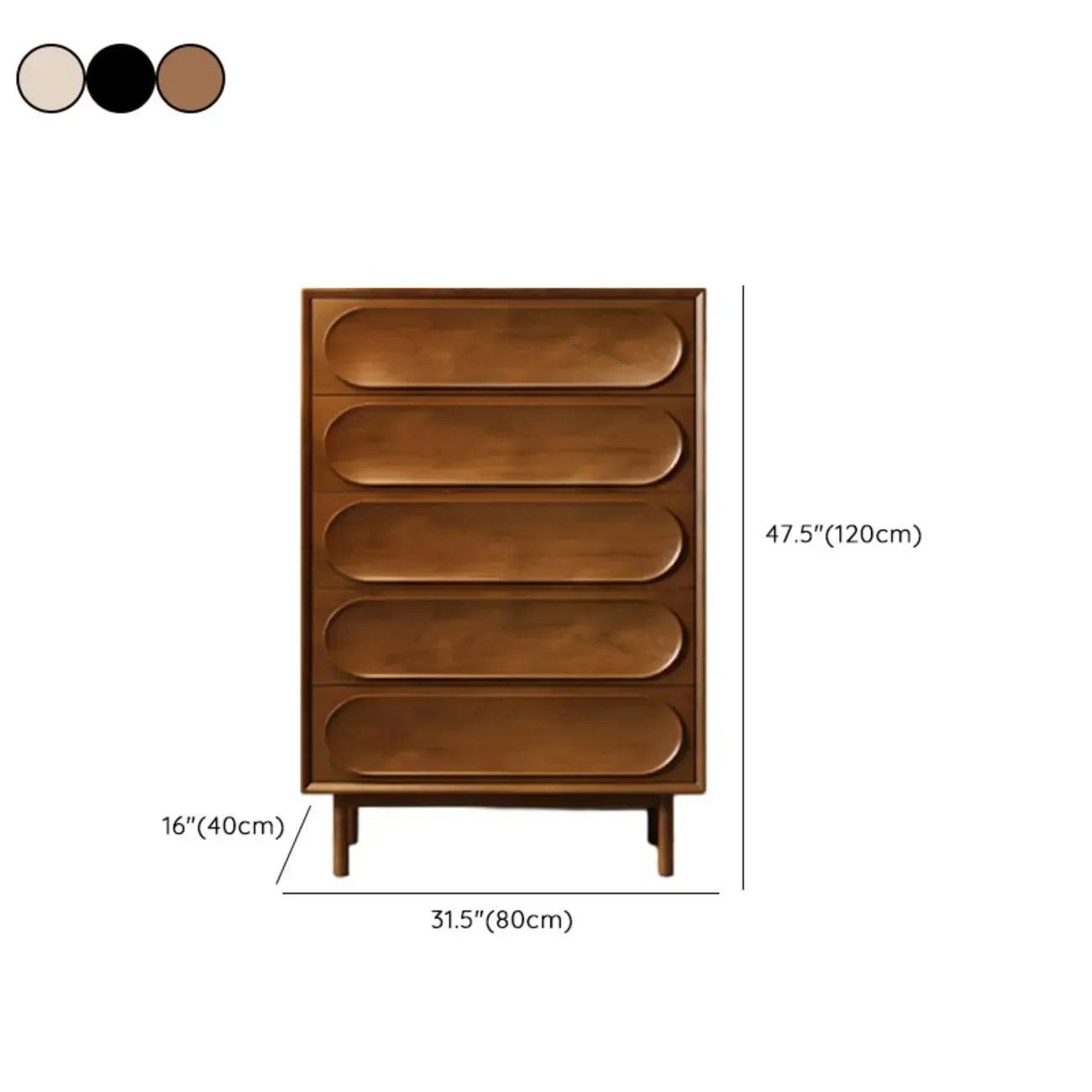 Elegant White 5-drawer Modern Wooden Lingerie Chest #size