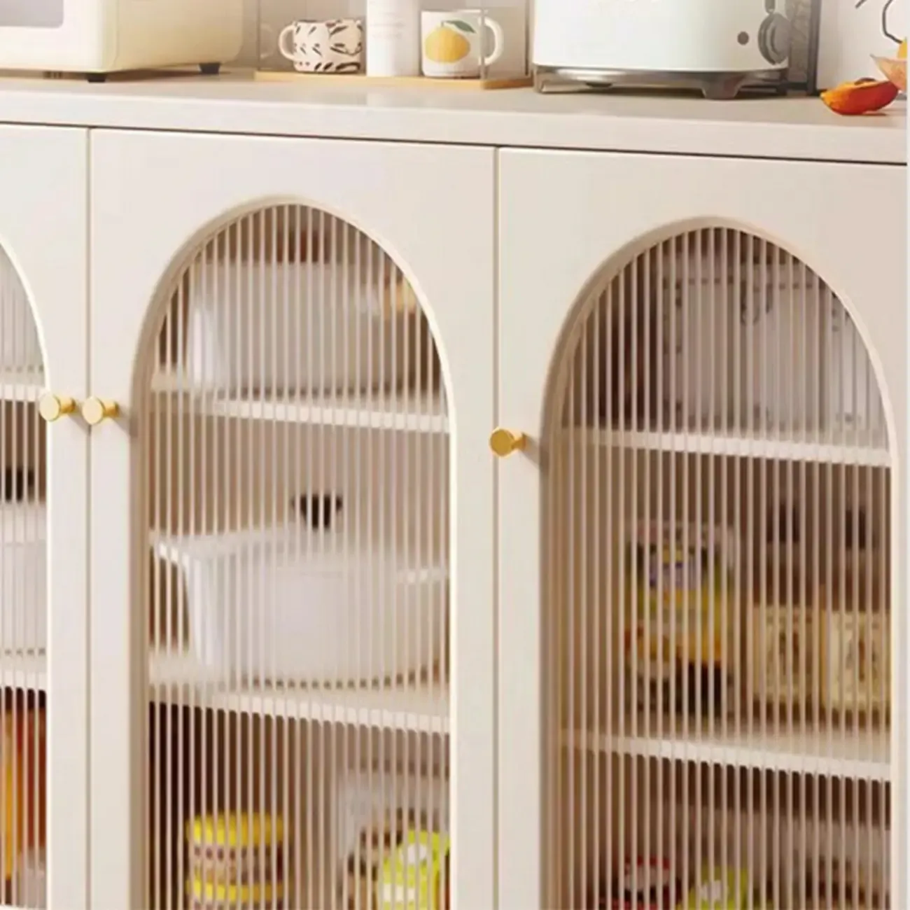 55" Scandinavian White 2-Door Sideboard with 3 Drawers Image - 4