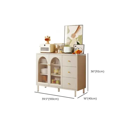 55" Scandinavian White 2-Door Sideboard with 3 Drawers #size