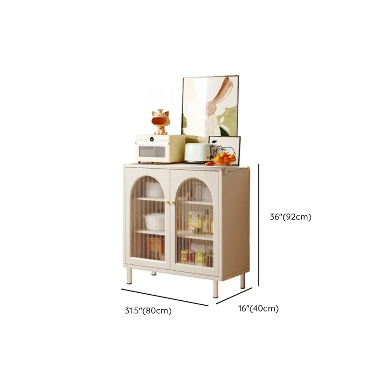 55" Scandinavian White 2-Door Sideboard with 3 Drawers Image - 19 | homeyfad