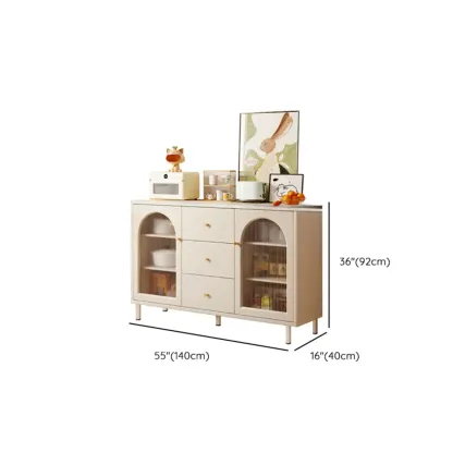 55" Scandinavian White 2-Door Sideboard with 3 Drawers Image - 20