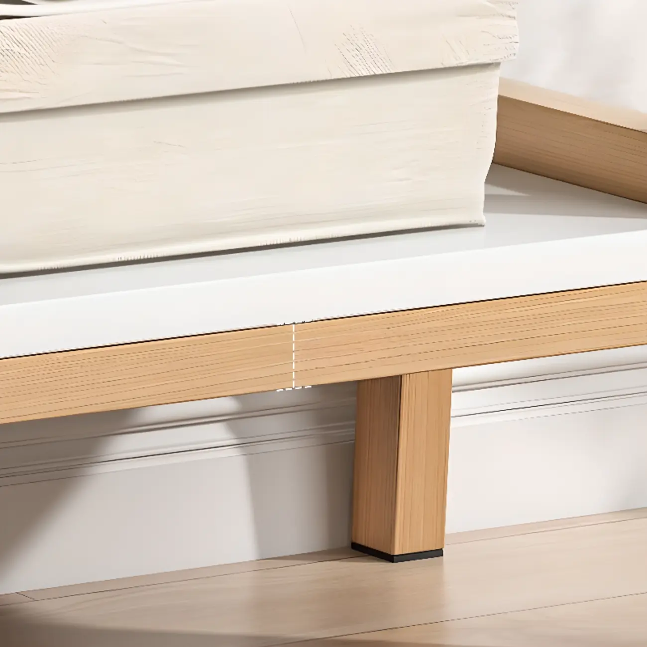 Narrow 2-Tier Natural/ White Wooden Ladder Bookcase Image - 12 | homeyfad