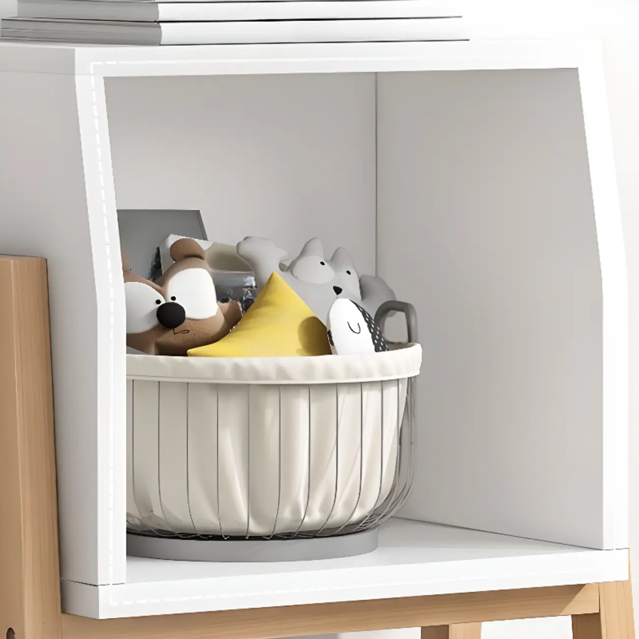 Narrow 2-Tier Natural/ White Wooden Ladder Bookcase Image - 13 | homeyfad