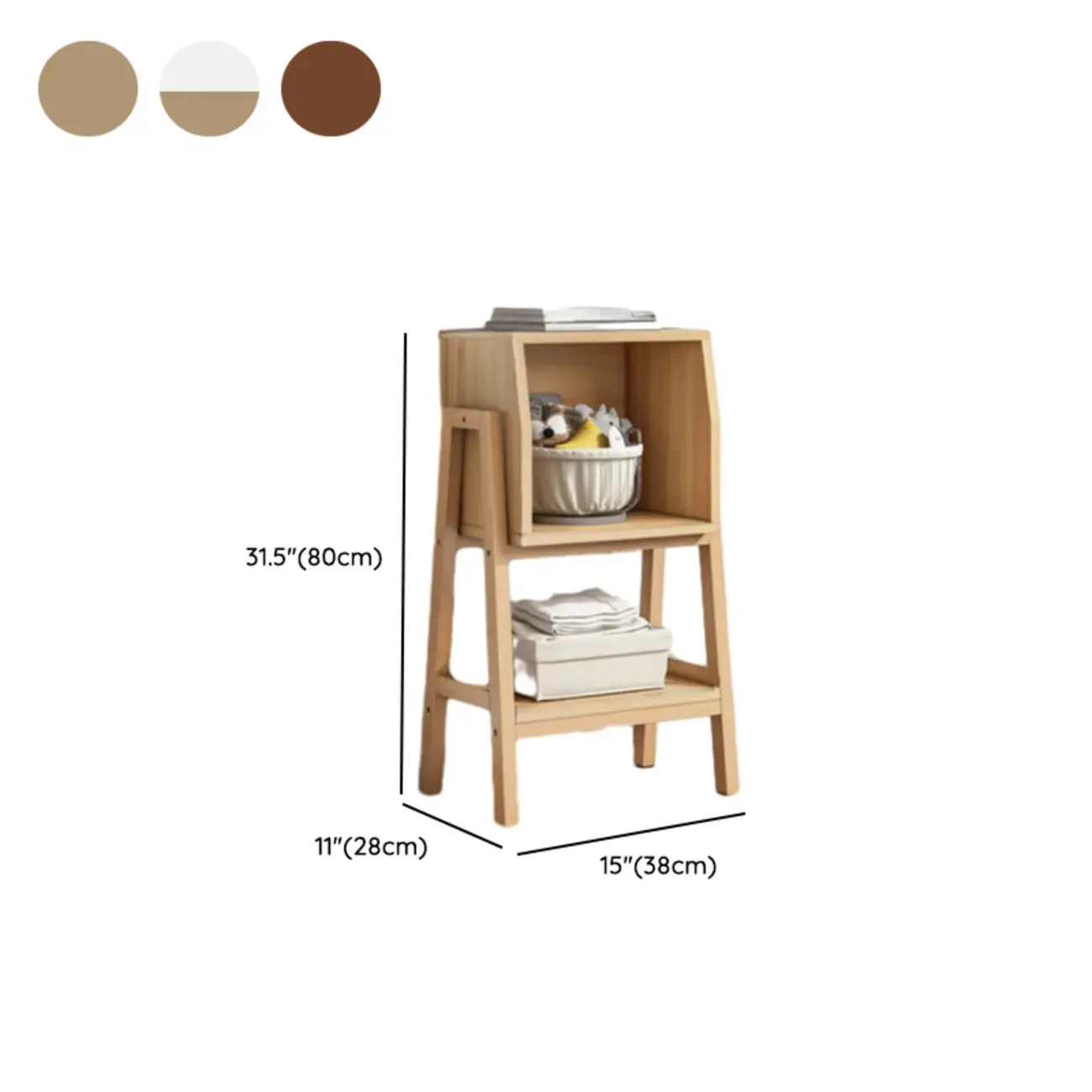 Narrow 2-Tier Natural/ White Wooden Ladder Bookcase #size | homeyfad