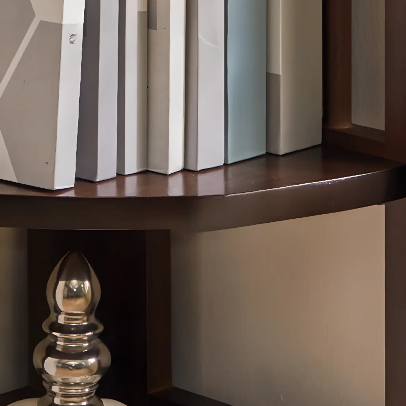 Narrow 5-Tier Nut-Brown Wood Open Corner Bookcase Image - 12 | homeyfad