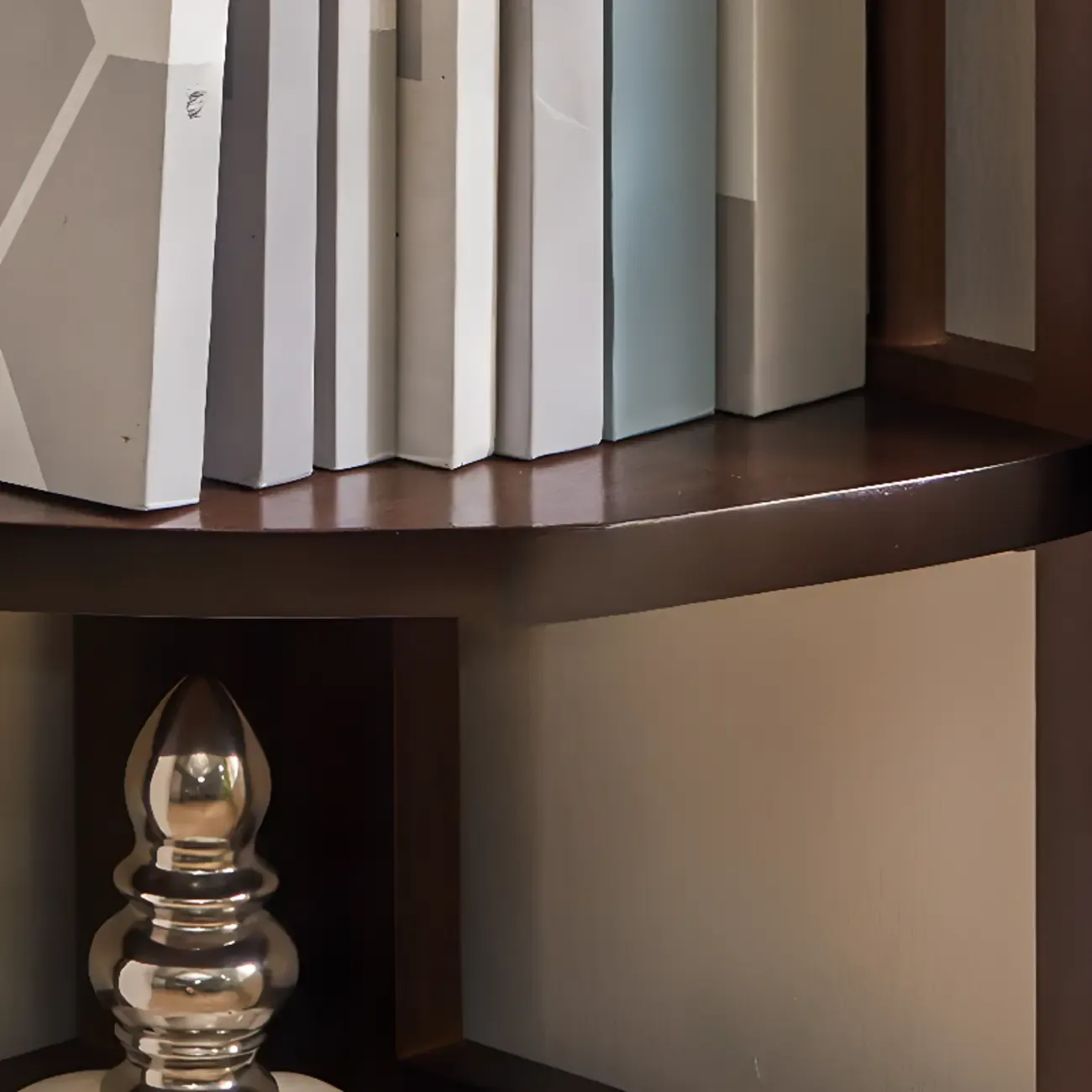 Narrow 5-Tier Nut-Brown Wood Open Corner Bookcase Image - 12