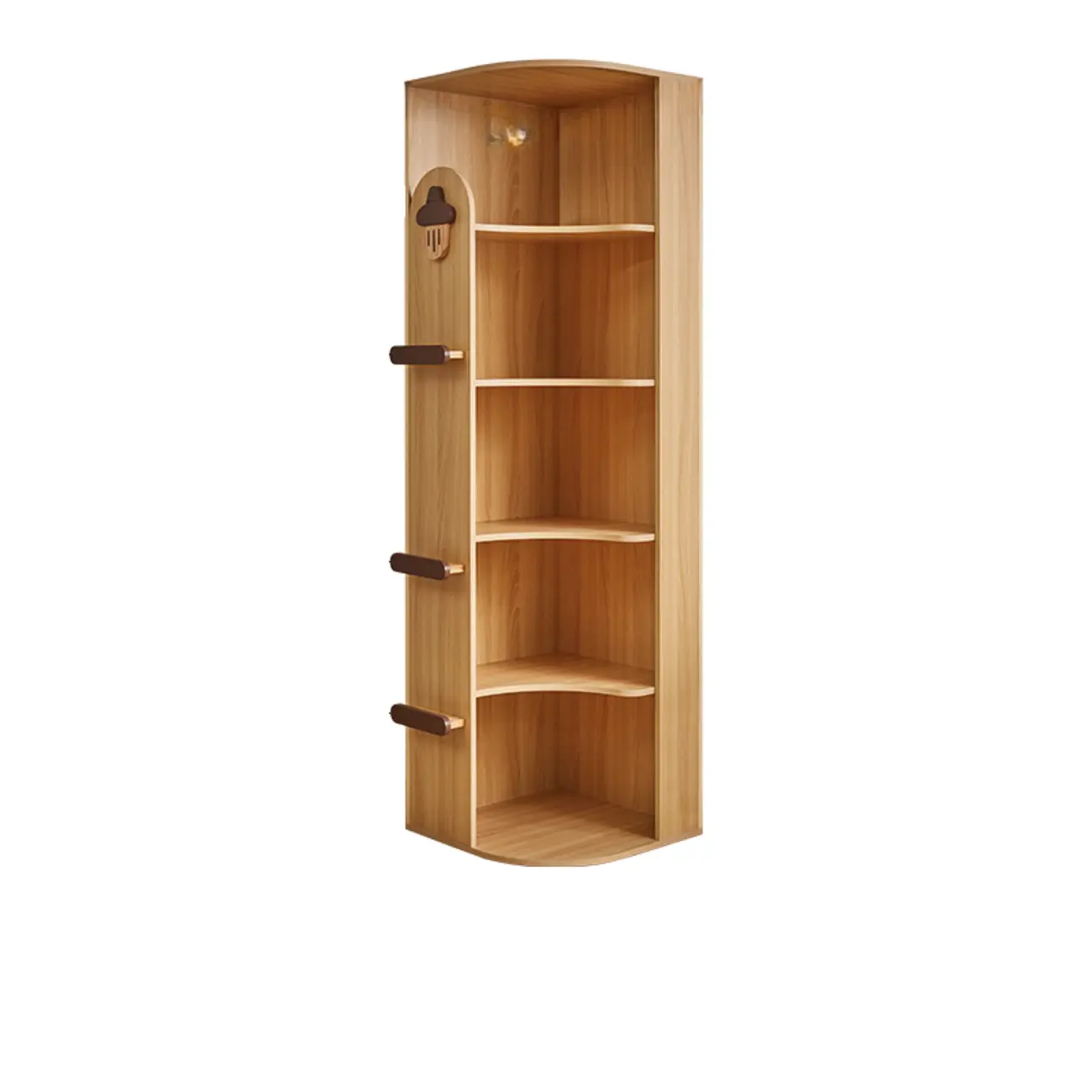 Narrow 5-Tier Nut-Brown Wood Open Corner Bookcase Image - 13 | homeyfad