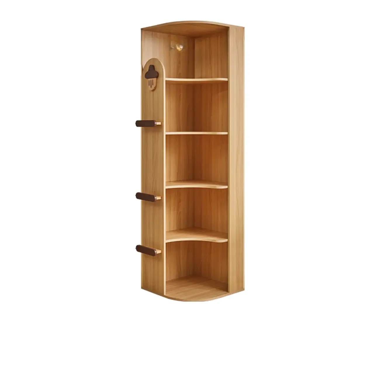 Narrow 5-Tier Nut-Brown Wood Open Corner Bookcase Image - 13