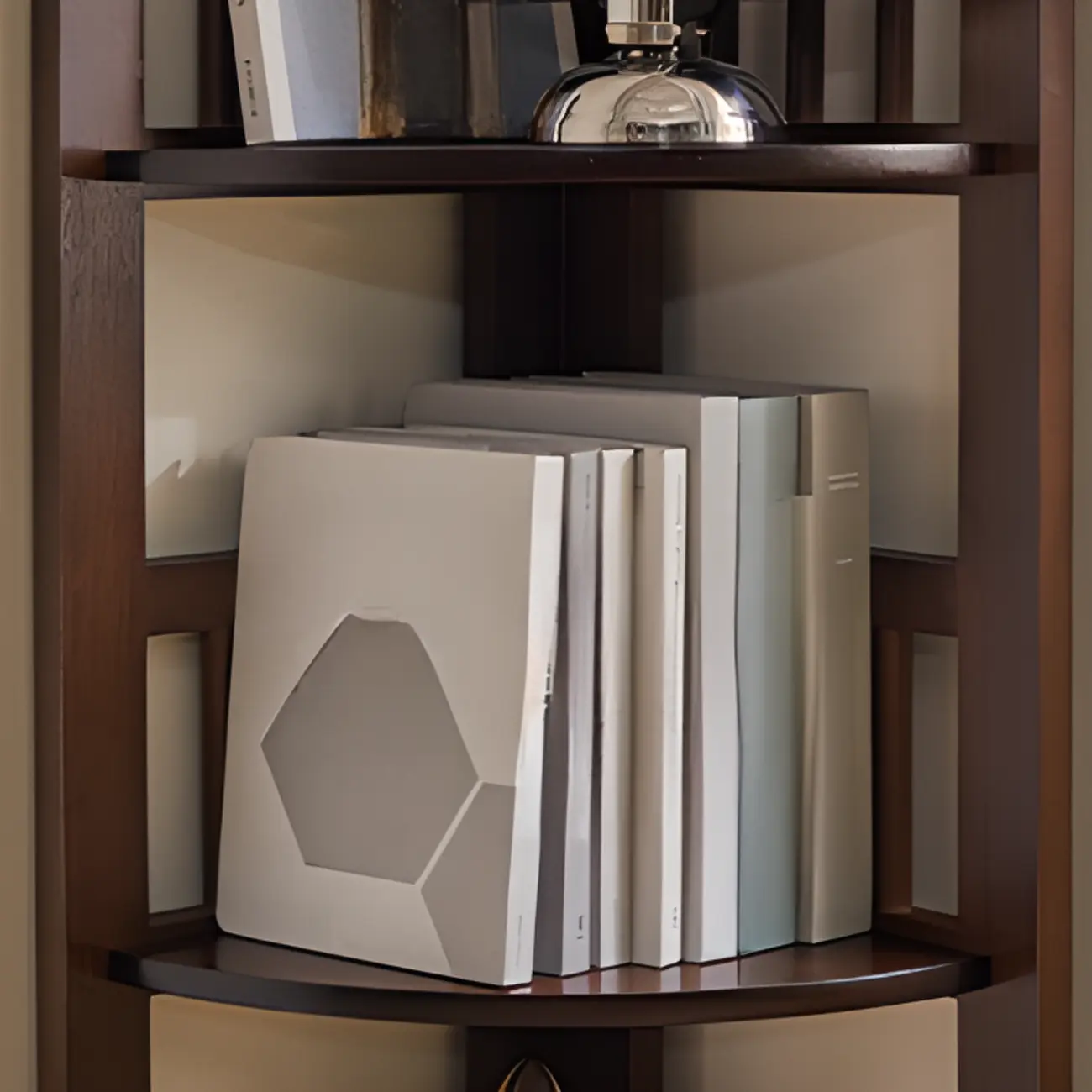 Narrow 5-Tier Nut-Brown Wood Open Corner Bookcase Image - 14 | homeyfad