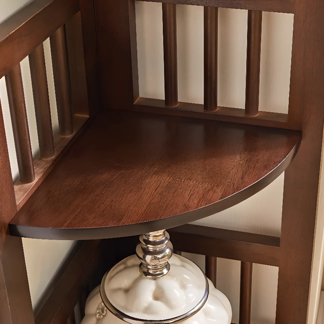 Narrow 5-Tier Nut-Brown Wood Open Corner Bookcase Image - 16 | homeyfad