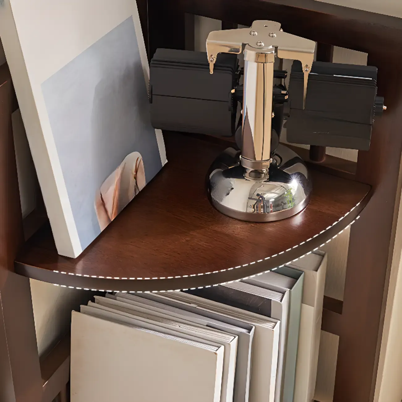 Narrow 5-Tier Nut-Brown Wood Open Corner Bookcase Image - 17