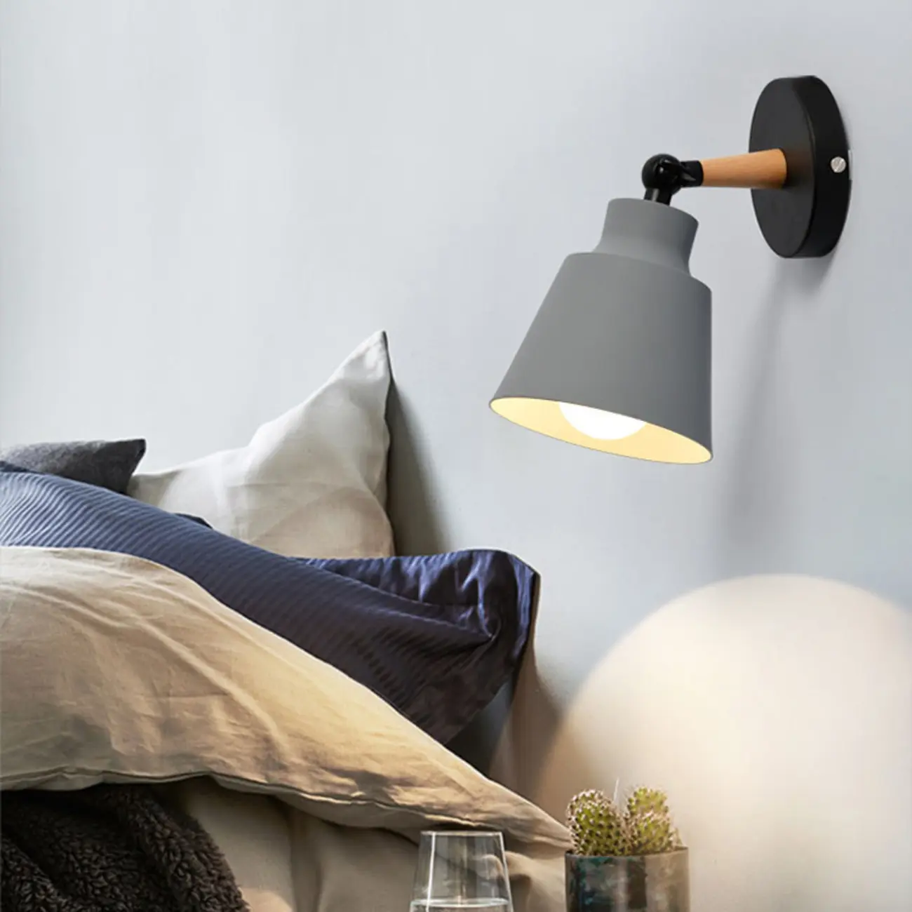Modern Multicolor Metal Wood Adjustable Wall Sconce Image - 1 | homeyfad
