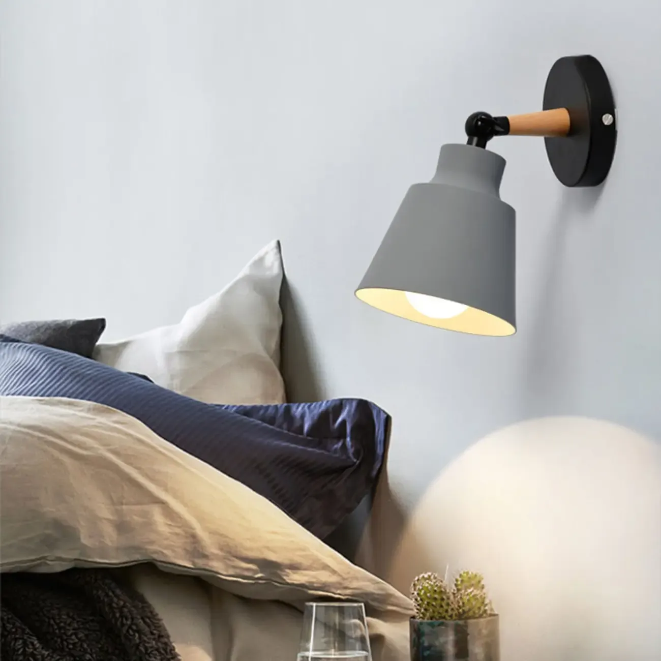 Modern Multicolor Metal Wood Adjustable Wall Sconce Image - 1