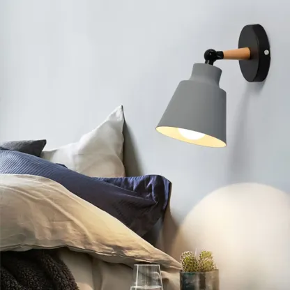 Modern Multicolor Metal Wood Adjustable Wall Sconce Image - 1
