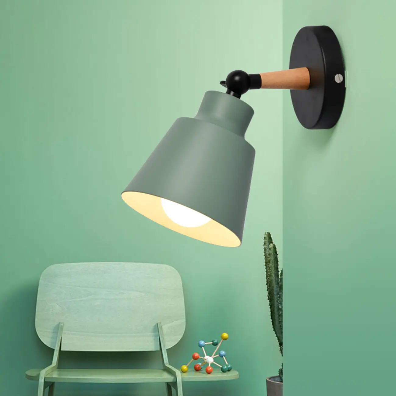 Modern Multicolor Metal Wood Adjustable Wall Sconce Image - 4 | homeyfad