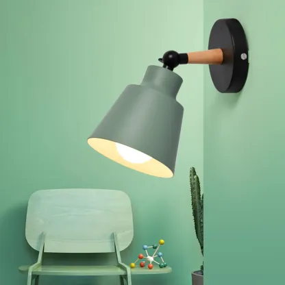 Modern Multicolor Metal Wood Adjustable Wall Sconce Image - 4