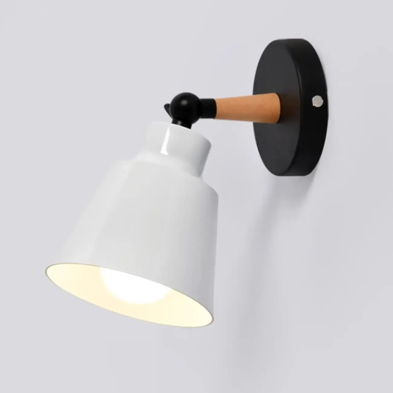 Modern Multicolor Metal Wood Adjustable Wall Sconce Image - 5