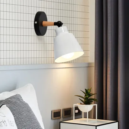 Modern Multicolor Metal Wood Adjustable Wall Sconce Image - 2