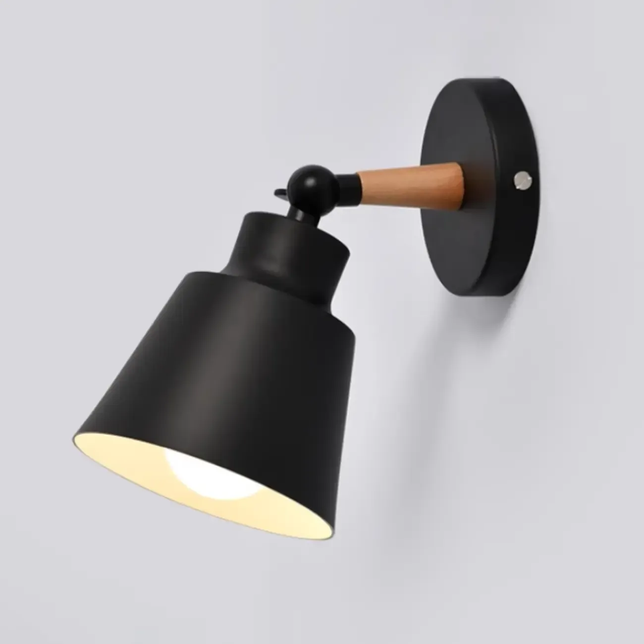 Modern Multicolor Metal Wood Adjustable Wall Sconce Image - 6