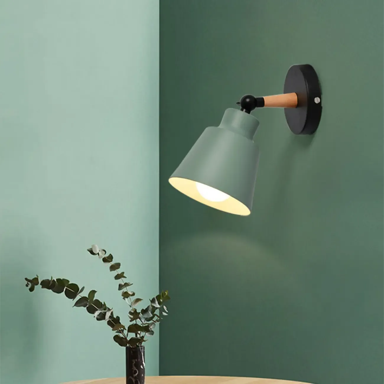 Modern Multicolor Metal Wood Adjustable Wall Sconce Image - 8