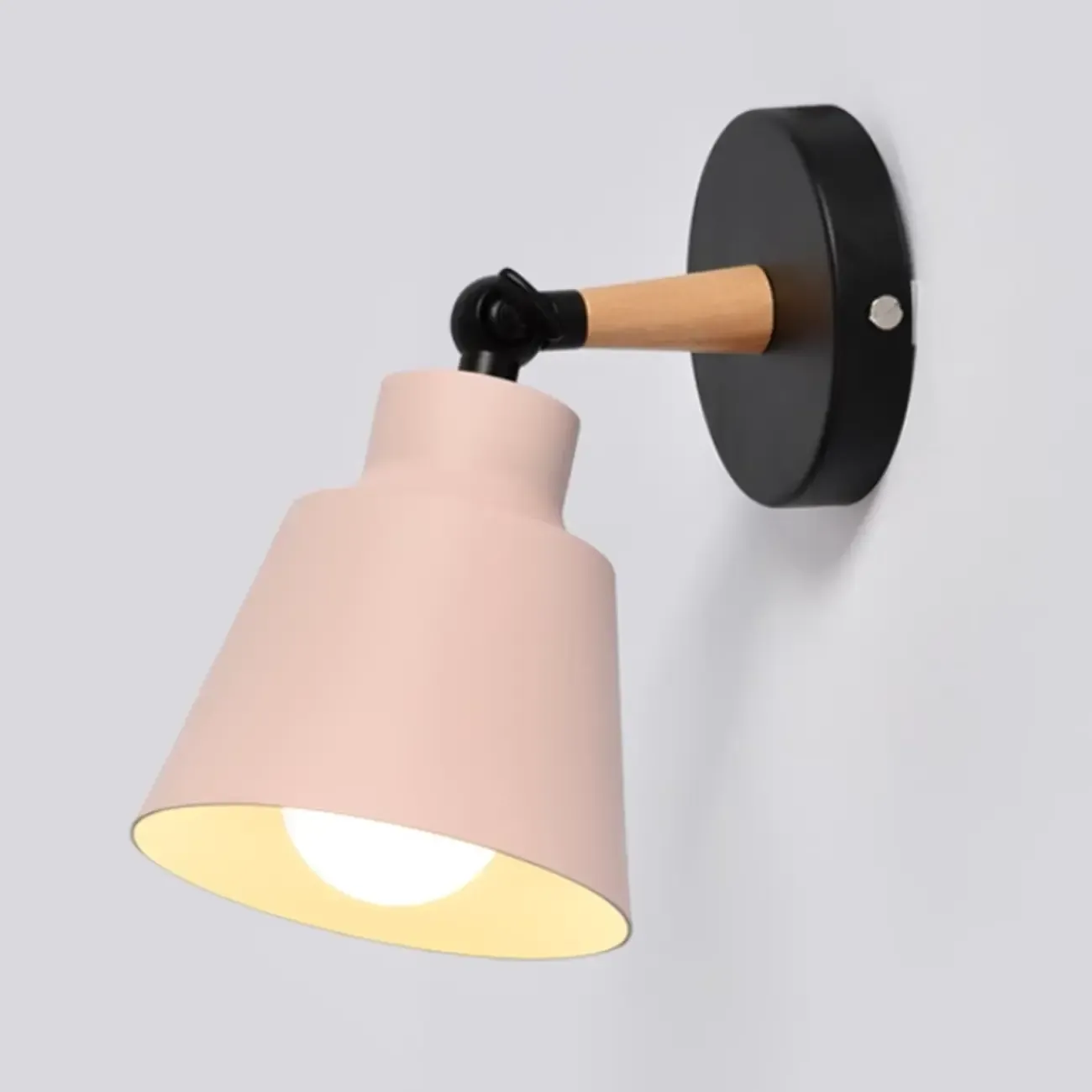 Modern Multicolor Metal Wood Adjustable Wall Sconce Image - 7