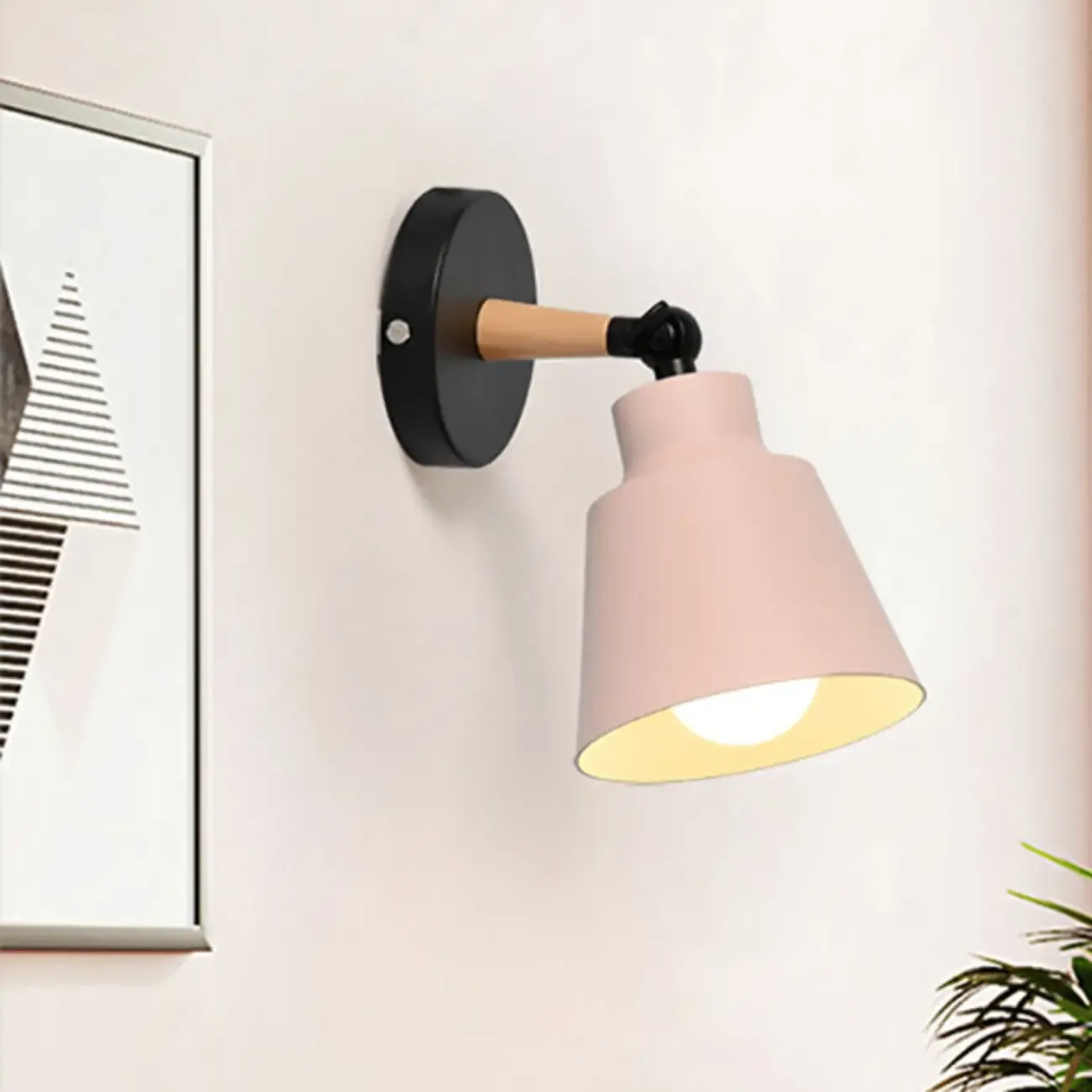 Modern Multicolor Metal Wood Adjustable Wall Sconce Image - 3