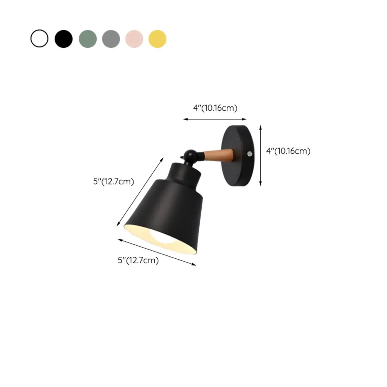 Modern Multicolor Metal Wood Adjustable Wall Sconce #size