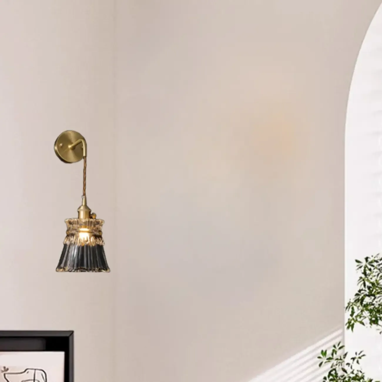 Modern Brass and Glass LED Wall Light for Indoor Decor Image - 4