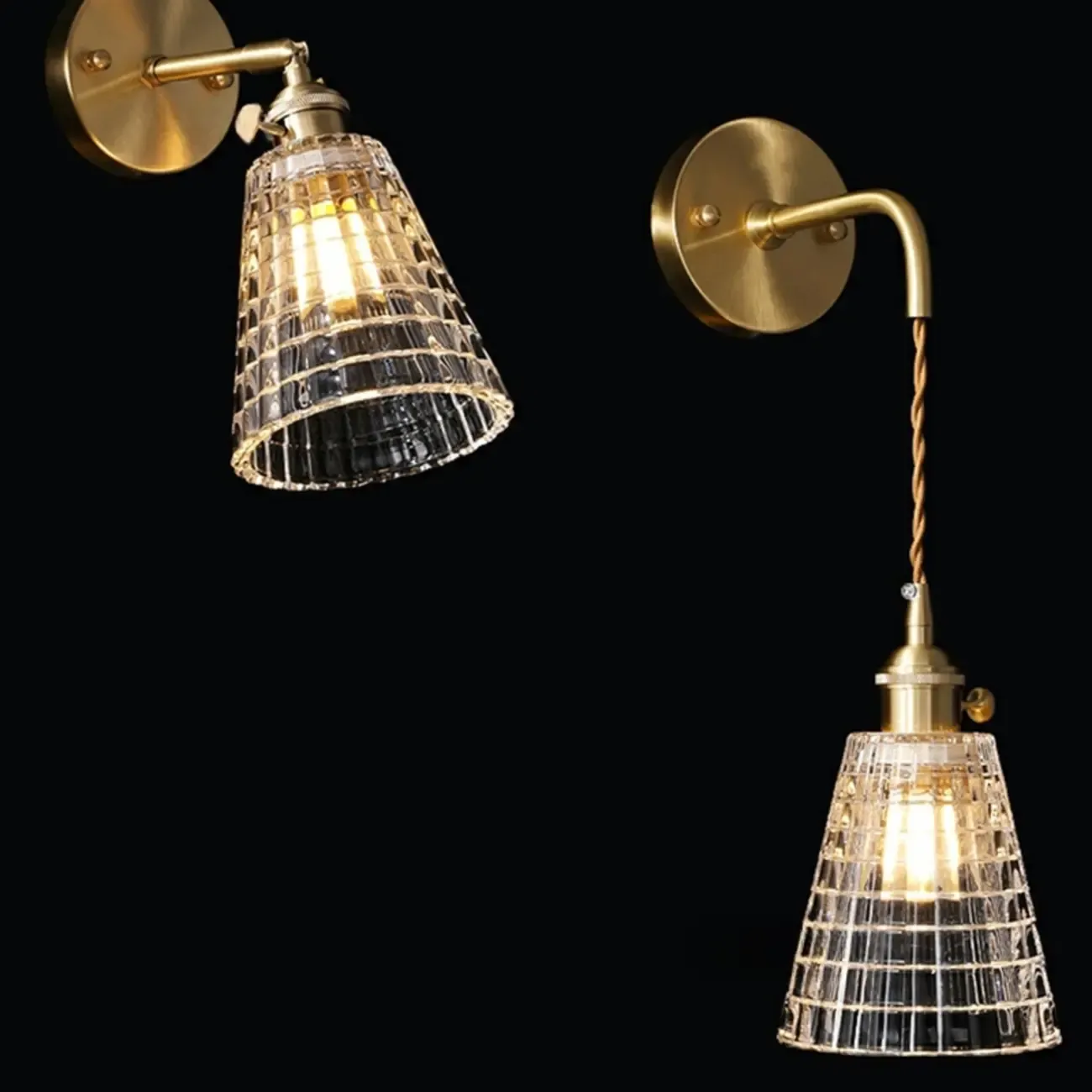 Modern Brass and Glass LED Wall Light for Indoor Decor Image - 16